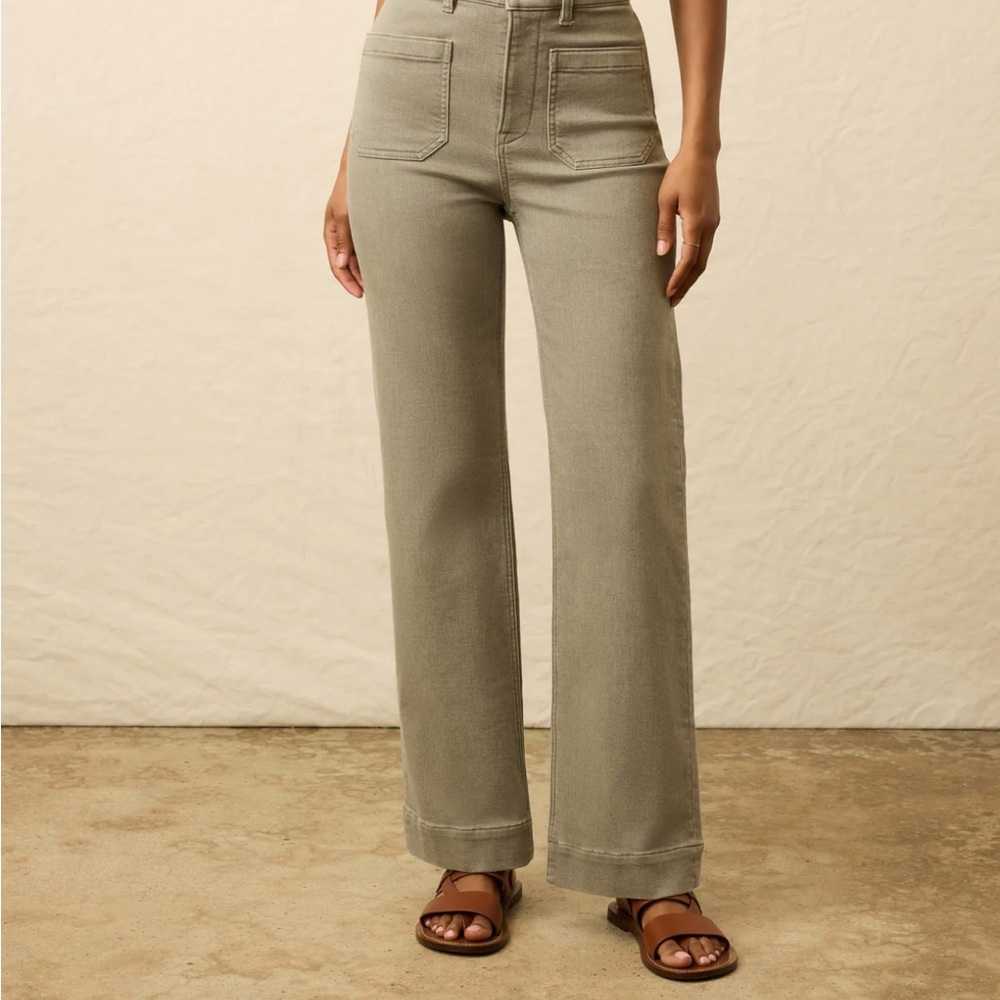 Olive Green Wide-Leg Pants